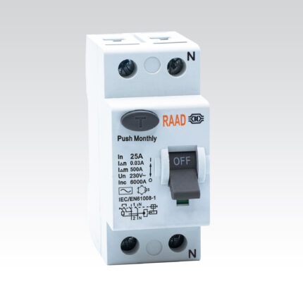 کلید محافظ جان 2 پل 300 میلی آمپر رعد مدل RB/RC 2P - 50~63 A-300mA