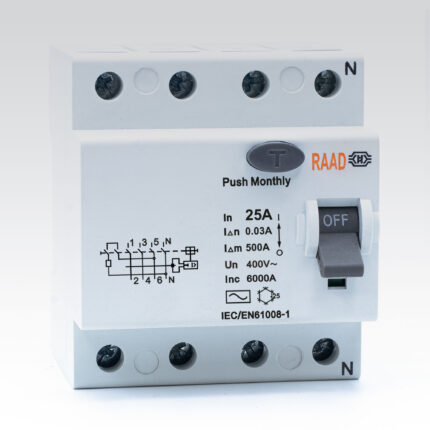 کلید محافظ جان 4 پل 300 میلی آمپر رعد مدل RB/RC 4P - 6~40 A-300mA