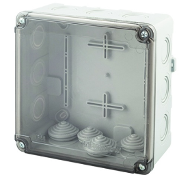 جعبه تقسیم با درب شفاف ( PC ) ابعاد 75×160×160 پارسا