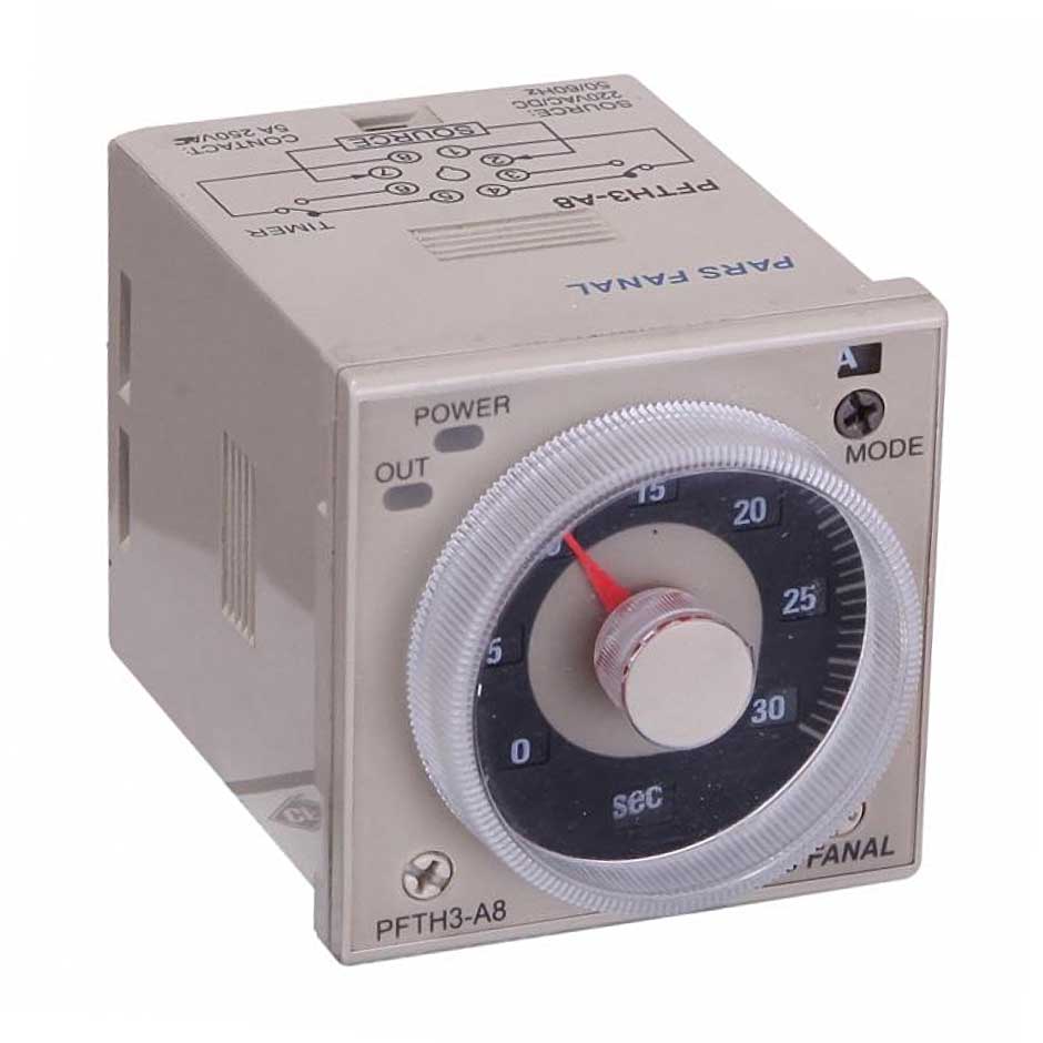 تایمر تابلویی مولتی رنج مولتی ولت با سوکت پارس فانال مدل PFTH3-8A